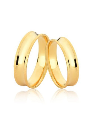 Par Aliança Casamento 4mm Concava em Ouro 18K Neumond Joias